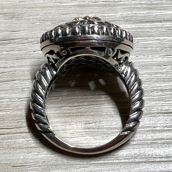 Designer Signed AE Sterling Silver & 14K Gold Open Work Ring, Size 7, 8.1g - Picture 6 of 10